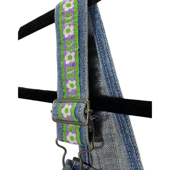 Young Hearts Girls Denim Embroidered Floral Butterflies Shortalls Size 5 - Picture 5 of 11